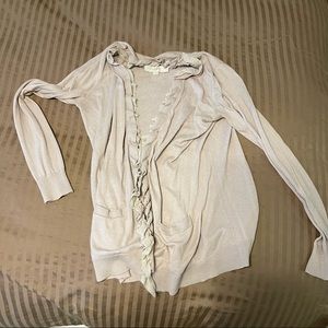 Soft lavender ruffle cardigan LOFT Small